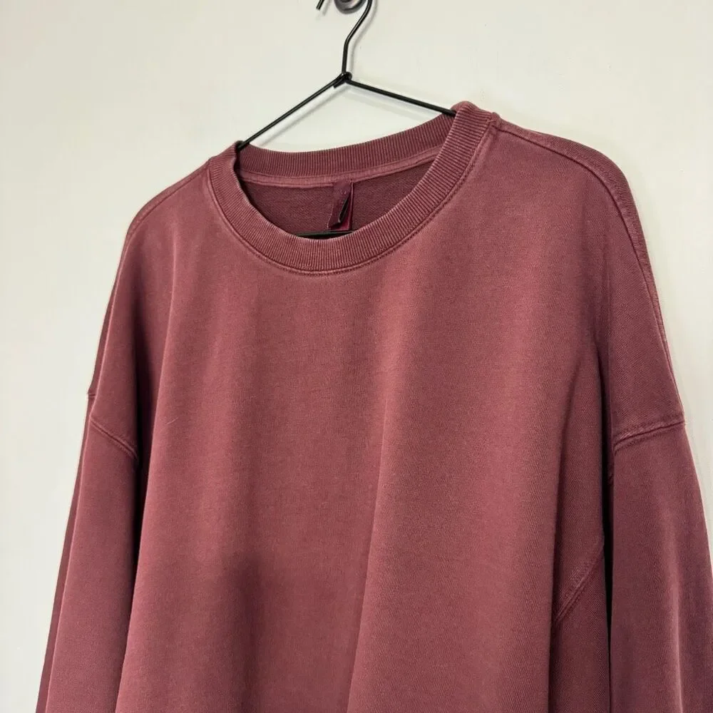 Skims Oxblood Cotton Fleece Crewneck Sweatshirt L